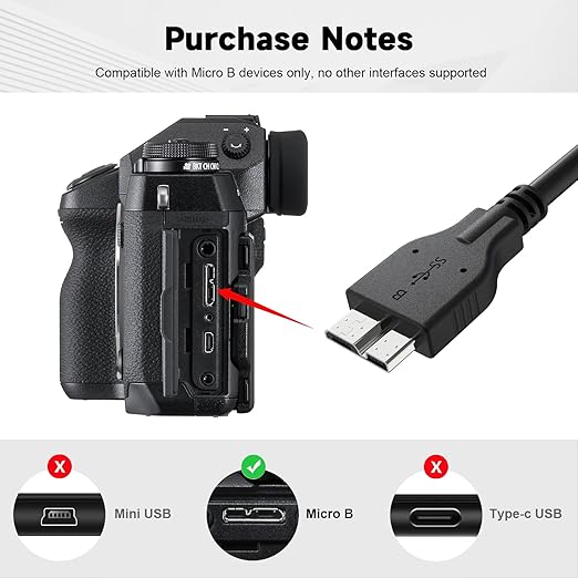 USB A to Micro B Cable, 5Gbps External Hard Drive Cable Cord USB 3.0 to Micro B Lead Compatible with Nikon Canon Camera, Western, WD Elements, Seagate Expansion, Toshiba Canvio, Westgate