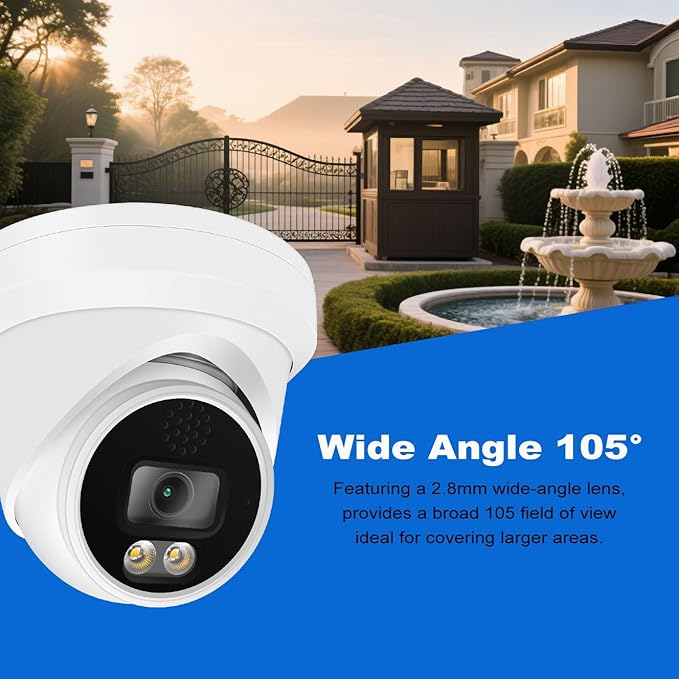 Real HD 6MP Add-On Full Color Night Vision Dome IP Camera for IP NVR Systems, with Visiable White Lights, 105° Viewing Angle, Outdoor, Compatible with Ⲏіk NVR, NDAA Compliant