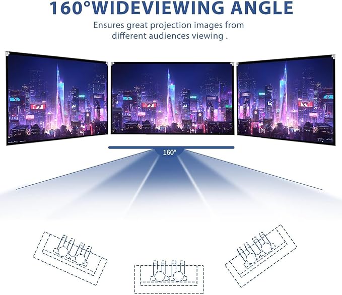 Projector Screen and Stand 150 inch Large Outdoor Projection Screen 16:9 HD 4K Portable Projection Movie Screen with Carry Bag Foldable Anti Crease Windproof Design for Home Theater Backyard Cinema