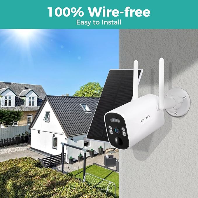 xmartO WiFi 6 Long Range Wire-Free Solar Home Security Camera System Wireless, 10-Set 4MP QHD CCTV Camera Kit with 4K 10CH Expandable WiFi NVR (Suitable for Indoors/Outdoors)