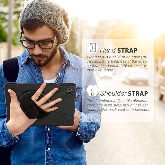 BRAECN for Samsung Galaxy Tab S5e Case 10.5 inch 2019, Heavy Duty Shockproof Case with 360 Rotating Kickstand/Hand Strap&Shoulder Strap for Galaxy Tab S5e 10.5‘’ Tablet SM-T720/SM-T725-Black
