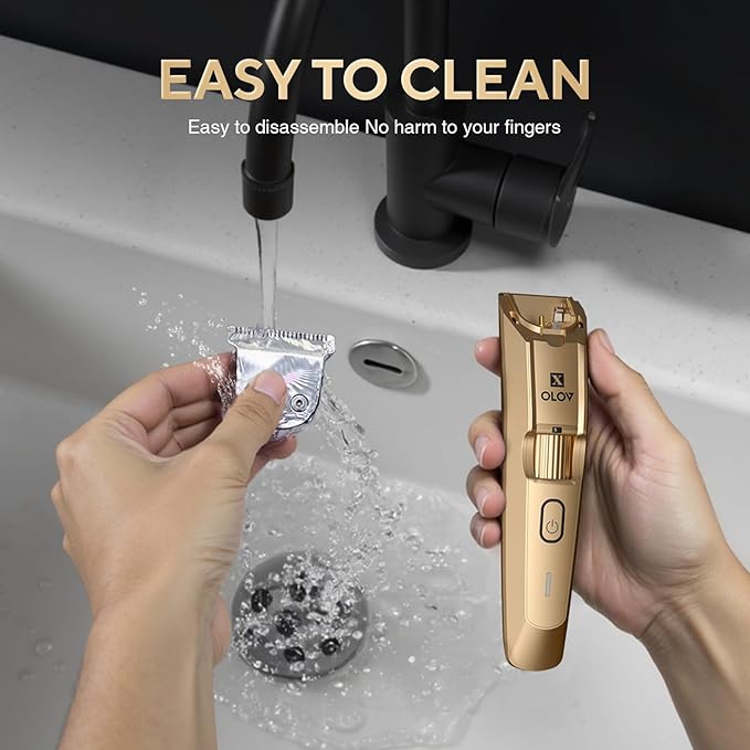 Men's Beard Trimmer- All-in-One Trimmer with Precision Dial - Premium Facial Hair Groomer - Adjustable 20 Length Setting, USB Recharge Dock, Cordless Waterproof Wet/Dry Clipper, Gold