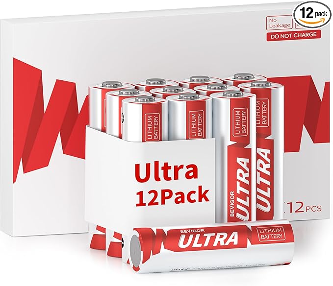 BEVIGOR AA Lithium Batteries 12Pack Ultra, 3500mAh 1.5V Double A Lithium Battery, Longer Lasting AA Batteries for Blink Smart Lock Deadbolt, Alarm System, High-Tech Devices,【Non-Rechargeable】