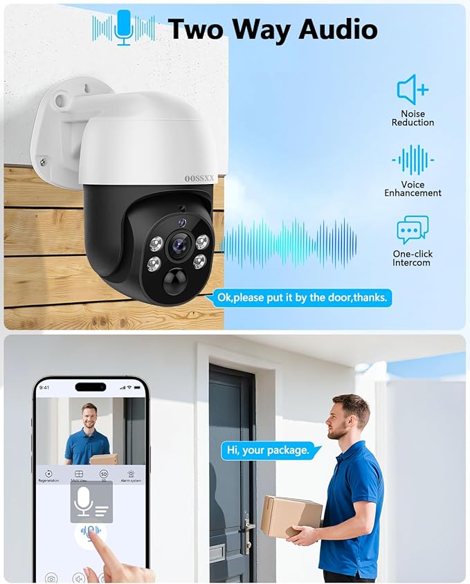(Auto Tracking) 4K 2-Way Audio PTZ PoE Outdoor Wired Security Cameras System Home Wired Cameras Video Surveillance DVR Recorder System