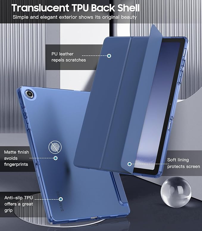 TiMOVO Case for Samsung Galaxy Tab A9+/A9 Plus 11" 2023, Slim Soft TPU Translucent Frosted Back Protective Cover for Galaxy Tab A9+ Tablet SM-X210/X216/X218, Auto Wake/Sleep, Navy Blue