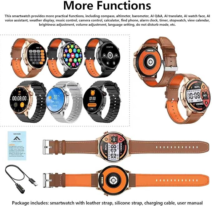 Smart Watch for Men Built-in GPS(Answer/Make Call/Text), 1.46" AI Smartwatch for Android Phones/iPhone, 100+ Sport Mode Fitness Tracker with Health/Sleep Monitor, Compass/Barometer/Altitude(2 Straps)