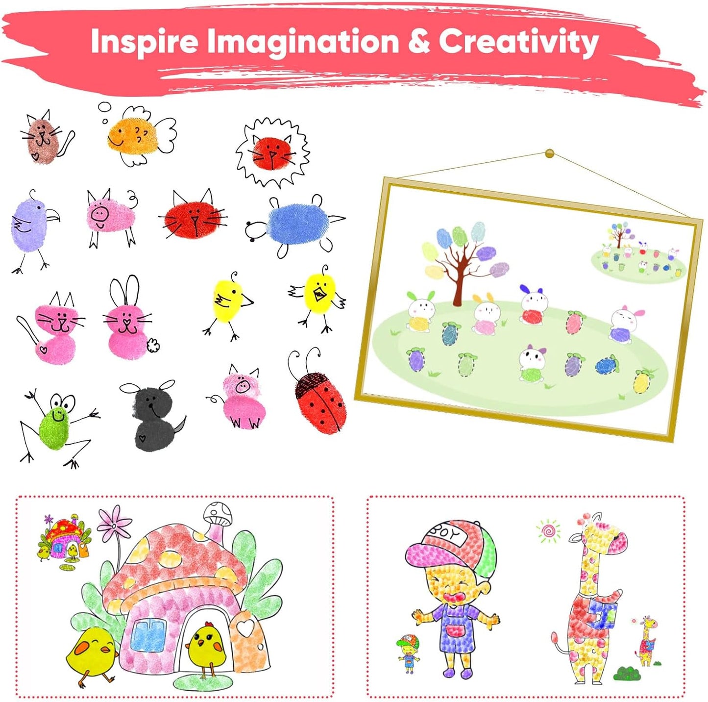 Lorzon 8 Colors Washable Stamp Pads for Kids, 7" Large Round Craft Ink Pads for Rubber Stamps Finger Painting Card Making (Pack of 8)