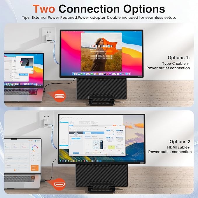 23.8" Large Portable Monitor, 1080P FHD 100Hz IPS Display, Height-Adjustable & Rotatable Screen (Portrait/Landscape), Built-in Speakers, VESA Mount, Second Monitor for Laptop, MacBook, PC