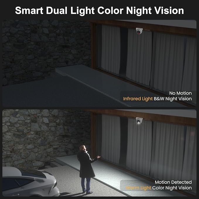 UNILOOK 4K PoE Security Camera, 8MP Turret IP Camera Outdoor Indoor Wired, 100ft Smart Color Night Vision, Human/Vehicle Detection, IP66 Built-in Audio, @20fps, Wide Angle, Metal Housing, NDAA