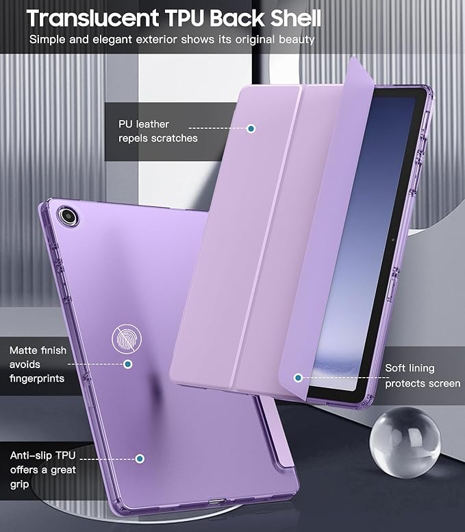 TiMOVO Case for Samsung Galaxy Tab A9+/A9 Plus 11" 2023, Slim Soft TPU Translucent Frosted Back Protective Cover for Galaxy Tab A9+ Tablet SM-X210/X216/X218, Auto Wake/Sleep, Taro Purple