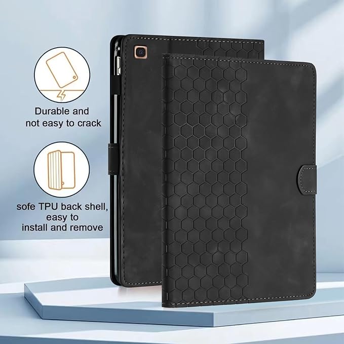Case for Samsung Galaxy Tab A 10.1 2019 Model SM-T510/T515, Multi-Angle Viewing Smart Stand with Pocket PU Leather Tablet Cases Flip Folio Cover Black
