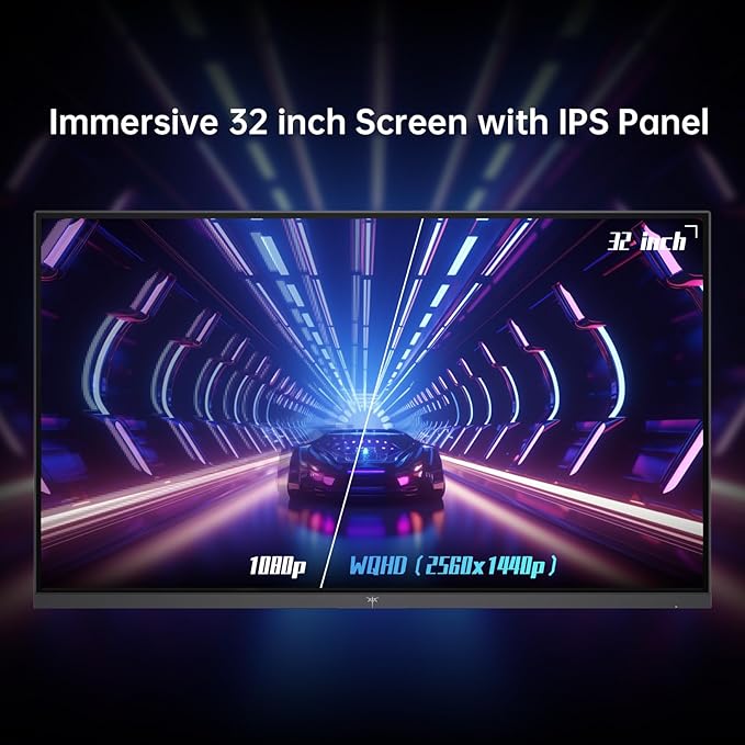 KTC 32 Inch 2K Monitor, 1440P IPS Computer Monitor, 100Hz 120Hz Frameless QHD PC Monitor for Office & Gaming, Eye Care, G-Sync/FreeSync, 109% sRGB, HDR, HDMI/DP, Tilt Adjustable, VESA, H32T13