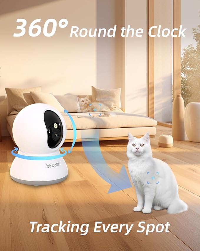 blurams Pet Camera 2K, Dog Camera with Phone App, 360° PTZ Indoor Cameras for Home Security Indoor, Color Night Vision, 2-Way Talk, Motion Detection&Tracking, Cloud&SD
