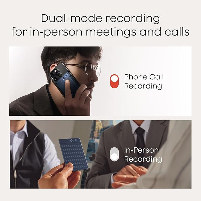 Plaud Note AI Voice Recorder, AI Note Taking Device, Transcribe & Summarize, Support 112 Languages, 64GB Navy Blue Digital Audio Recorder for Lectures, Meetings, Calls, Dark Blue Case, Non-Pro Version