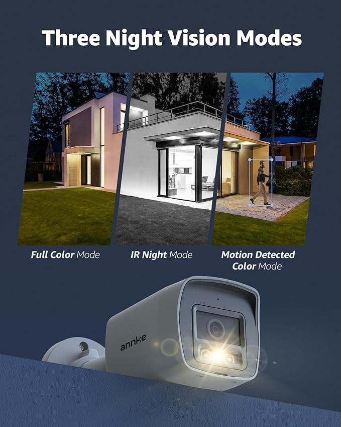 ANNKE 12MP Security Camera System, 16CH NVR Recorder with AI Motion Detection, 8pcs IP PoE Cams with Color Night Vision, Built-in Mic, Compatible with Alexa for Home Business Surveillance, 4TB HDD