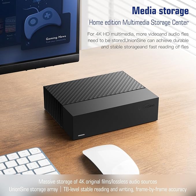 UnionSine Desktop External Hard Drive 14TB, USB3.0 3.5" HDD Storage Compatible for PC, Mac, TV, Desktop, Laptop(Black) HD3513