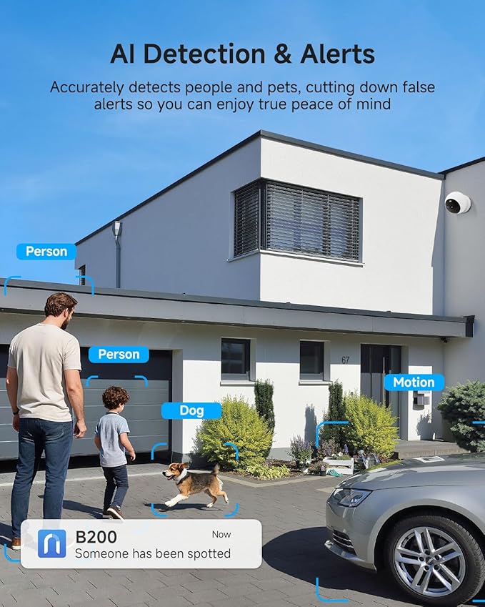 Noorio B200 Security Camera Wireless Outdoor Magnetic, 1080p Cameras for Home Security, Battery 1Min Install AI Motion Detection WiFi Indoor Camera, Color Night Vision, 2-Way Talk, Work with Alexa
