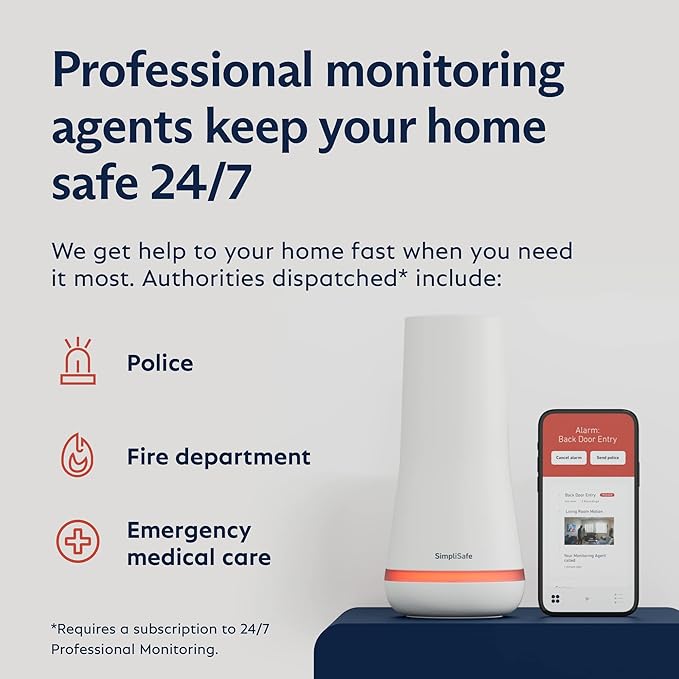 SimpliSafe 5 Piece Wireless Home Security System - Optional 24/7 Professional Monitoring - No Contract - Compatible with Alexa and Google Assistant,White