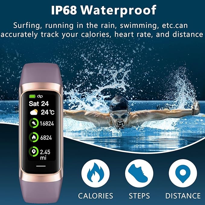 Fitness Tracker Activity Tracker Smart Watch 1.10''AMOLED Touch Color Screen,Smart Watch with 24/7 Blood Oxygen Heart Rate,Sleep Monitor,IP68 Waterproof,Step Counter Health for Women Men (Wine red)