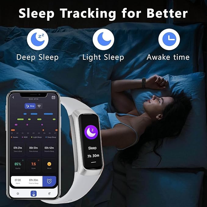 Fitness Tracker Activity Tracker Smart Watch 1.10''AMOLED Touch Color Screen,Smart Watch with 24/7 Blood Oxygen Heart Rate,Sleep Monitor,IP68 Waterproof,Step Counter Health for Women Men (Gray)