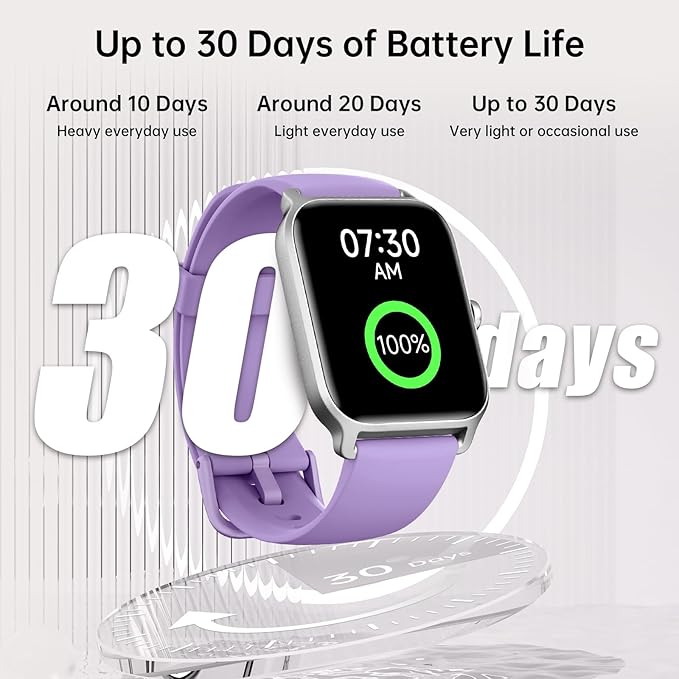 Smart Watches for Women with Alexa & Bluetooth Call,1.85" HD Screen Fitness Tracker,30-Day Battery,Heart Rate/Sleep/SpO2 Monitor,100+ Sports Modes,2ATM Waterproof Smartwatch for Android iPhone(Purple)