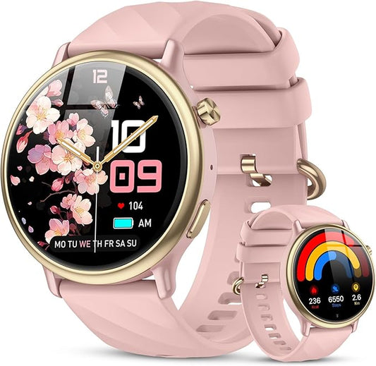 Smart Watch for Women Fitness Tracker: Waterproof Digital Mens Watches Make Answer Call Smartwatch for Android Phone iPhone Samsung Compatible Step Running Pedometer Sleep SpO2 Heart Rate Monitor