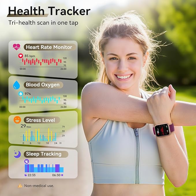 Smart Watches for Women Men, 1.85" Screen Smartwatch Compatible iPhone Android Phone Answer/Make Call, 24/7 SpO2 Sleep Heart Rate Monitor,3ATM Waterproof, Fitness Traker 120+Sport ( 2 Bands Included)