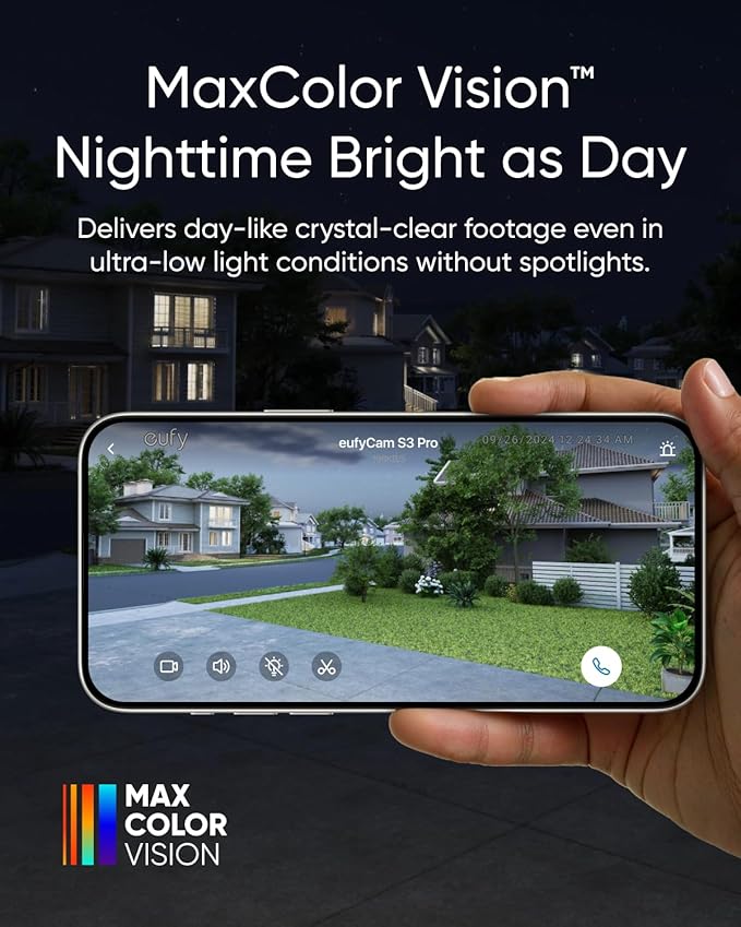 eufy Security eufyCam S3 Pro Add-on Cam, Solar Camera Outdoor Wireless, MaxColor Night Vision, 4K Security Camera with Solar Panel, Face Recognition AI, Expandable Local Storage, No Monthly Fee