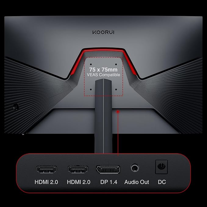 KOORUI 27 inch Gaming Monitor, 240Hz Monitor, 1ms FHD 1080p, Adaptive Sync, 90% DCI-P3 HDMI 2.0/DP 1.4, Xbox PS5 Switch Ready, VESA, Tilt, Black, GN02