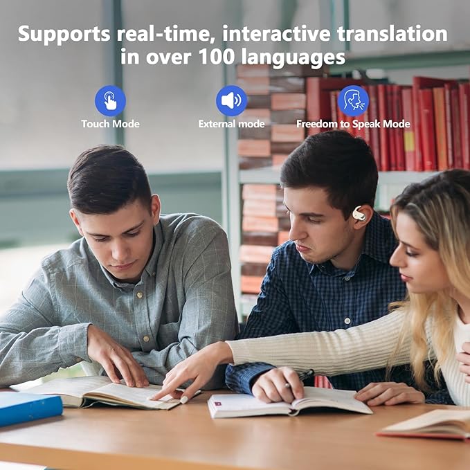 AI Translator Earbuds Real-Time 144 Languages & Accents, 3-in-1 Open Ear Wireless Bluetooth Earbuds with Charging Case,Translation Device for Travel Business Learning Compatible with iOS and Android