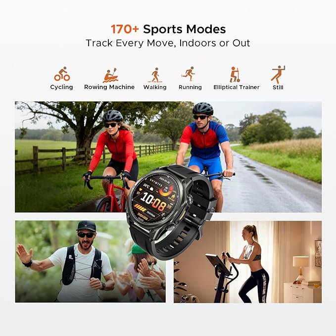DOOGEE Anywise W1 Mens Smart Watch, 5ATM Dual-Band GPS Fitness Tracker, 1.43'' Smart Watches for Android and iPhone, 170+ Sports Modes, Answer/Make Calls/18 Days Battery/Led Flashlight/Compass/2 Strap