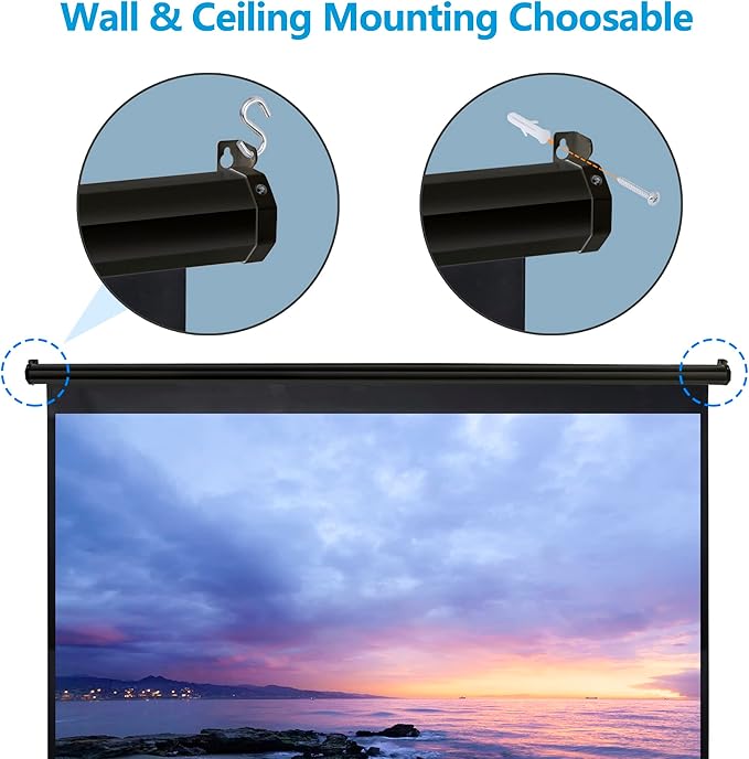 SUPER DEAL 100'' 16:9 HD Projection Screen Foldable Anti-Crease Portable Projector Movie Screen Manual Pull Down for Home Theater Presentation Education Outdoor Indoor Public Display, Black