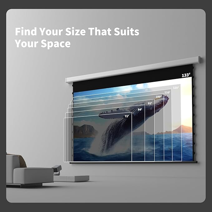 QuadraArc Motorized ALR Projector Screen, Black Crystal 4K Electric Drop Down Screen, Wall & Ceiling Mount, Compatible with 1800 ANSI Lumens ST/LT Projectors 92"