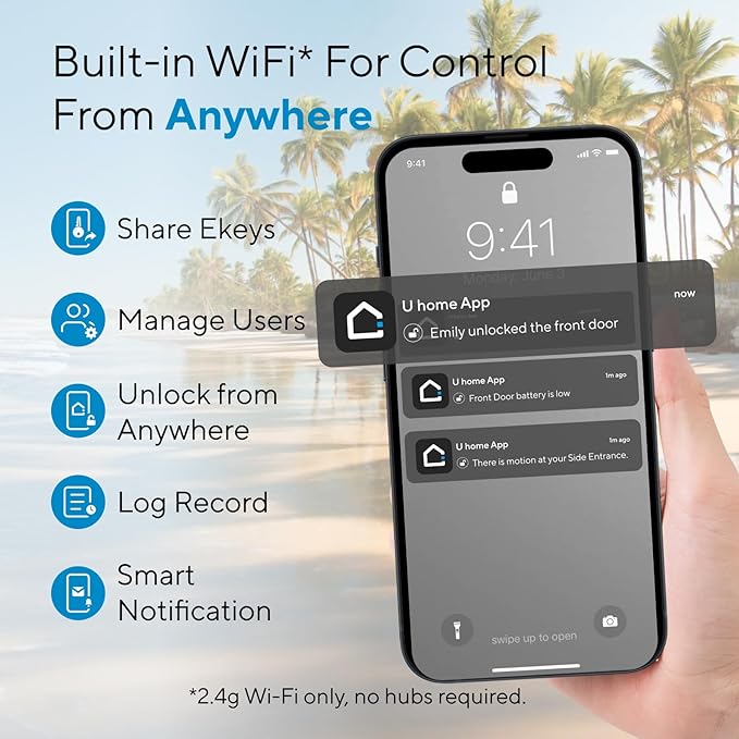 ULTRALOQ Bolt NFC Smart Deadbolt Lock for Front Door, Tap to Unlock with Apple Home Key and Android NFC Built-in Wi-Fi, App Control, Auto-Lock, Works with HomeKit, Alexa, Dual Battery, BHMA Certified