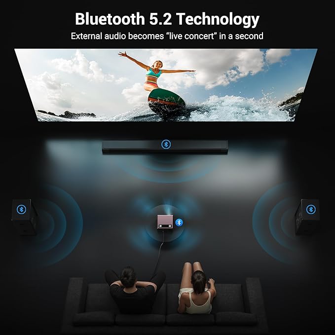 Projector-4K with WiFi and Bluetooth [2500 ANSI / AI Auto Focus / Official Licensed Apps], Outdoor Movie Projector with Smart TV OS 2.0 & Dolby, HAPPRUN Home Theater Projector for Indoor/Outdoor Use