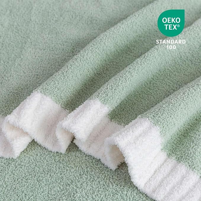 Soft Fuzzy Throw Blanket - Green Cozy Warm Knit Fluffy Plush, Lightweight & Breathable, Throw for Bed, Chair, Sofa, Couch, Outdoor, 50"X60", Oeko-TEX Certified