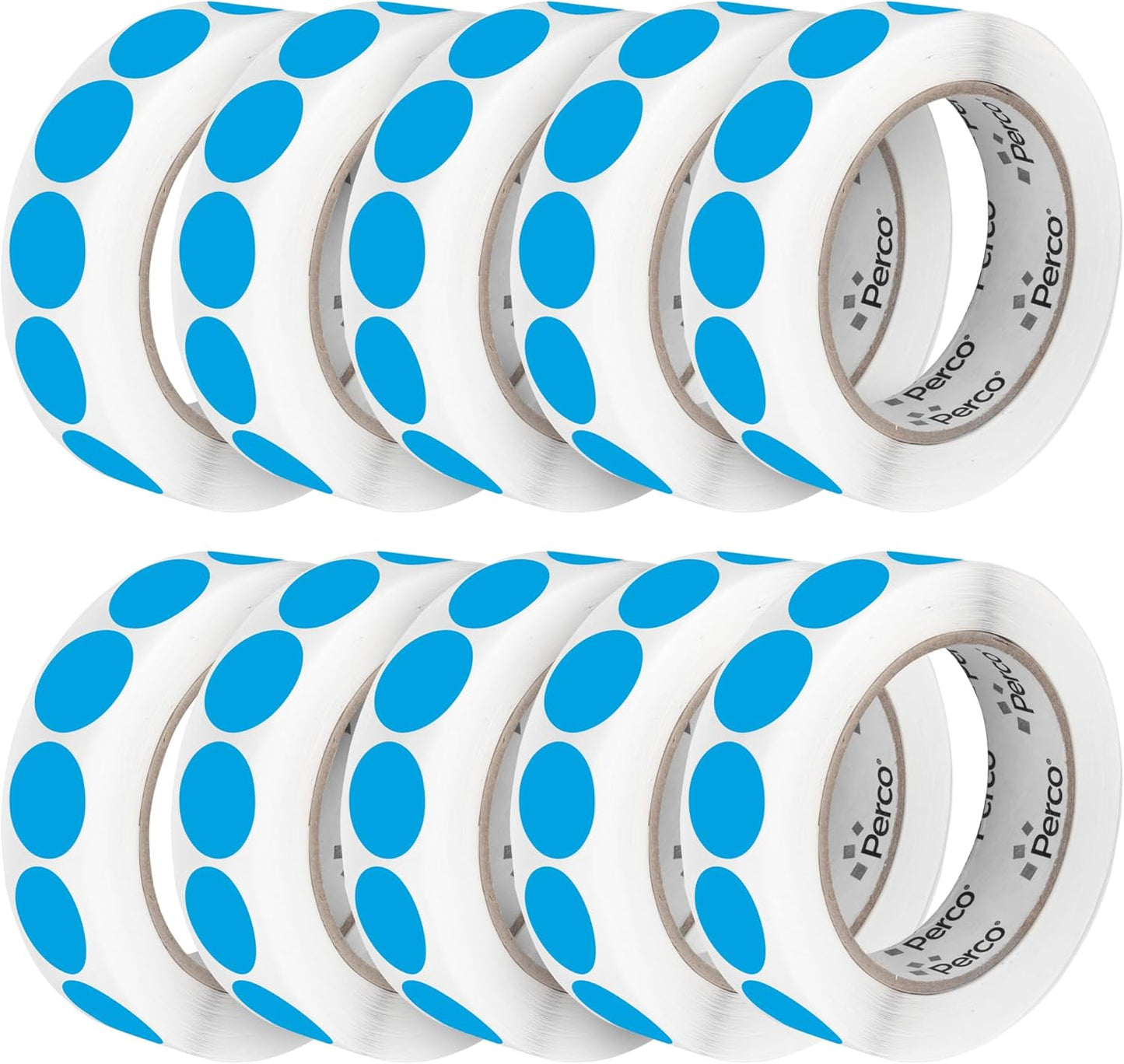 Perco Light Blue 1-Inch Perforated Circle Dot Sticker Labels â 10 Rolls, 10,000 Round Stickers â with Permanent Adhesive for Inventory Management, Color Coding, Garage Sales, CraftsâMade in USA