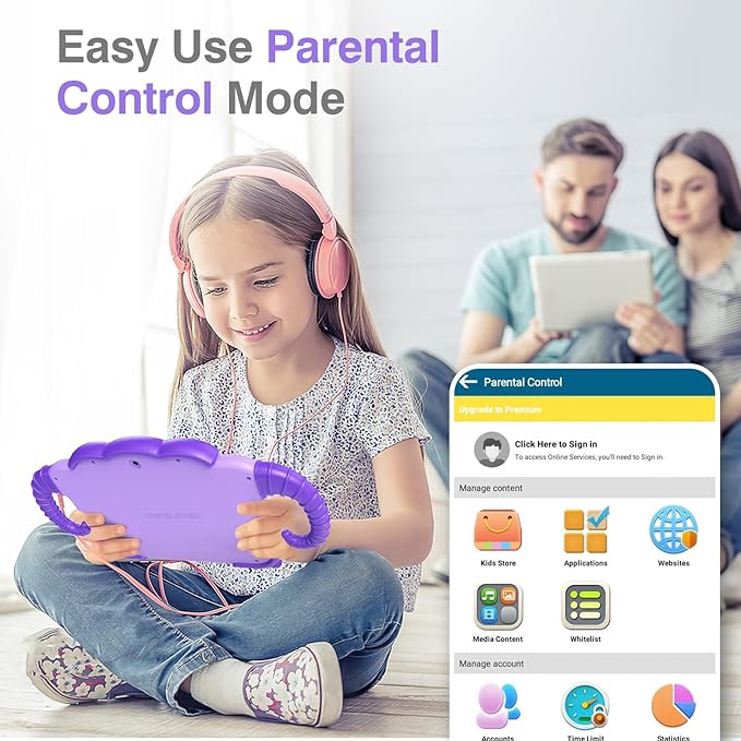 Kids Tablet 7IN Tablet for Kids 3-7 Toddler Tablet, Tablet for Toddler Learning Tablet Kids 32GB with Educational Games, GMS, Parent Controls, WIFI Kids Learning Tablet Toddler Boy Girl (Purple)