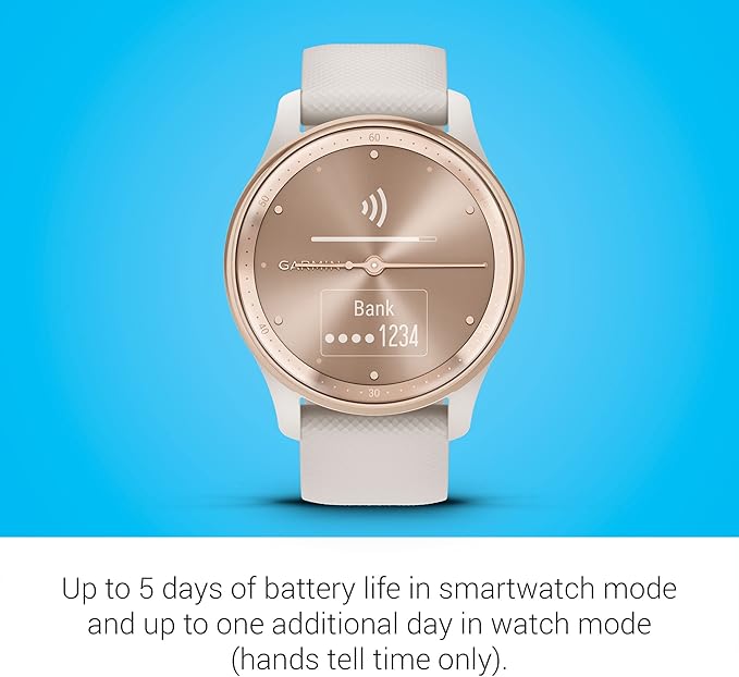 Garmin Vivomove Trend, Stylish Hybrid Smartwatch, Long-Lasting Battery Life, Dynamic Watch Hands and Touchscreen Display, Ivory (Renewed), Adjustable