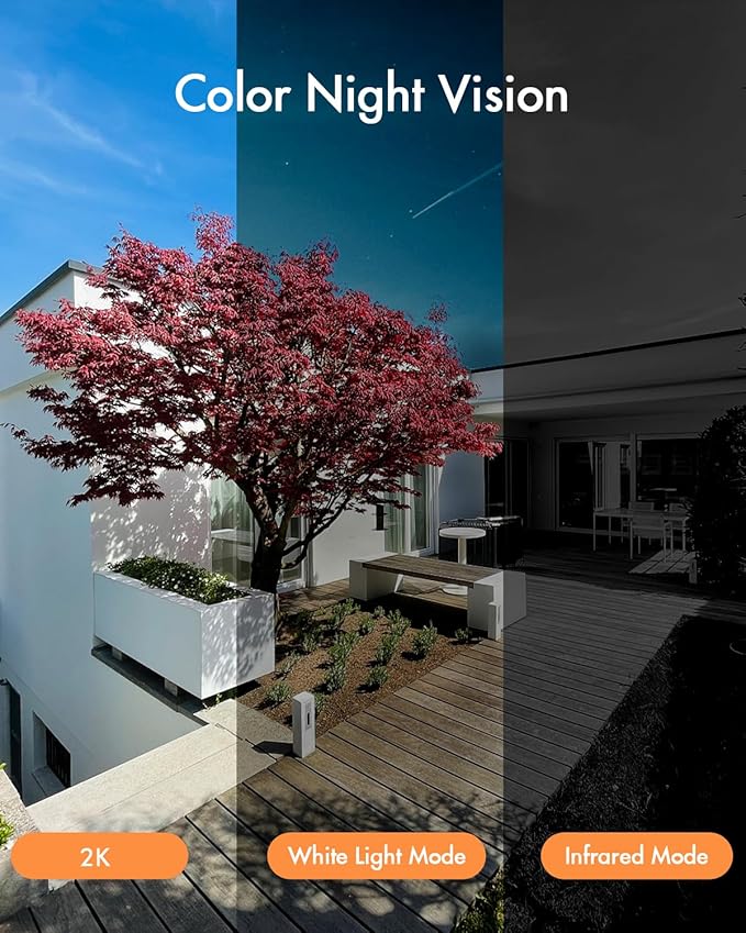 Dzees Solar Powered Security Cameras Wireless Outdoor WiFi, 2K Color Night Vision Outdoor Camera, Wireless Home Security Cameras System with Solar Panel, Spotlight/Alarm, AI Detection, 2-Way Talk