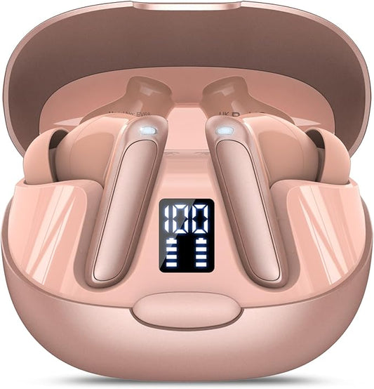 AI Language Translation Earbuds, 3-in-1 Translator Earbuds Real Time with 7 Translation Modes, with Audio and Video Call, 164 Language Bluetooth 5.3 Headphones Translating Device, Rose Gold