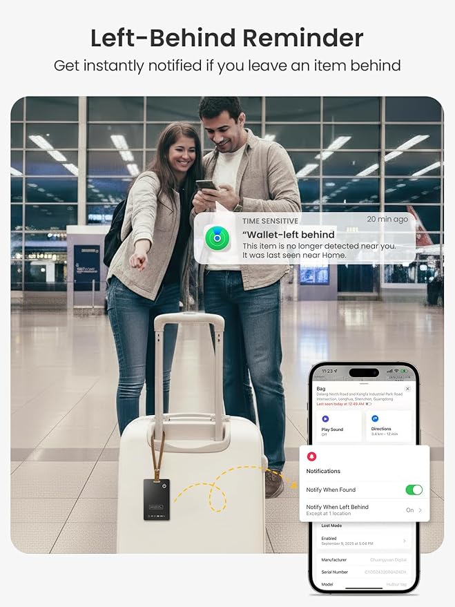 Wallet Tracker Card – Works with Apple Find My [Apple MFi Certified, iOS Only], Slim 1.65mm Bluetooth Item Finder, IP68 Waterproof, Wireless Rechargeable GPS Locator for Wallet, Keys & Luggage