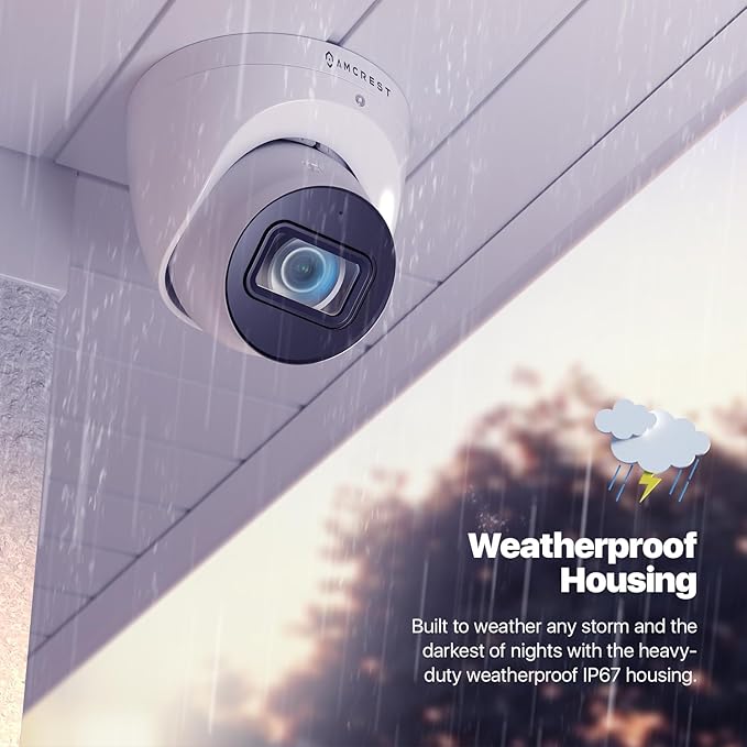 Amcrest Analog 4K Outdoor Security Camera, Turret 8MP @15fps CCTV-Coax-BNC, 65ft Night Vision, 125° Angle, Built-in Mic, White (AMC4KDM28-W-V3), (Not an IP Camera) DVR Required, Not Included