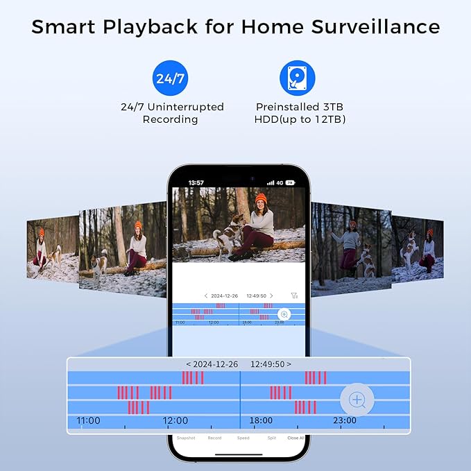 Hiseeu 12MP PoE Security Camera System, 8 Pcs 12MP Security Cameras, 121° Wide View, Person Vehicle Detect, 2-Way Audio, Soptlights Color Night Vision, 16 CH PoE NVR with 4TB HDD for Home Surveillance