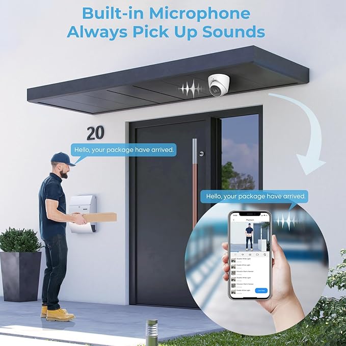 Outdoor 4MP IP PoE Turret Camera,DMSS &SmartPSS Lite, IVS Intrusion Tripwire, Built-in Mic/Audio, SD Card Slot, Smart Human/Vehicle Detection, 98ft Starlight NightVision, 2.8mm 114° Wide Angle, IP67
