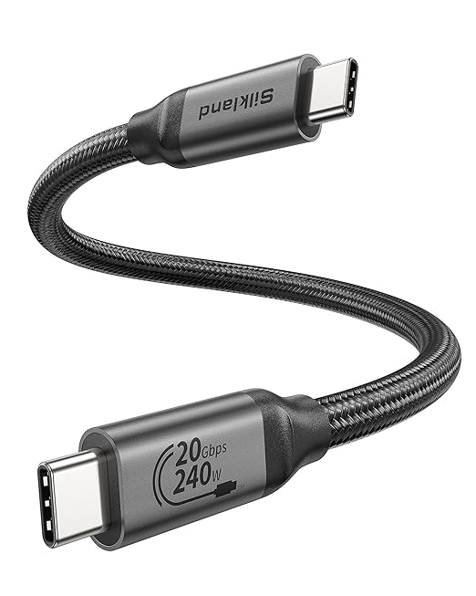 Silkland USB C Data Cable 20Gbps, Short 1FT USB3.2 Gen 2x2 High Speed Data Transfer, [5K/4K 60Hz] Monitor Cable, 240W PD Fast Charging, Type C Data Compatible for SSD, Hub, Dock, eGPU