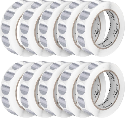 Perco Metallic Silver 1-Inch Perforated Circle Dot Sticker Labels â 10 Rolls, 10,000 Round Stickers â with Permanent Adhesive for Awards, Invitations, Events, Gift Packaging, Crafting â Made in USA