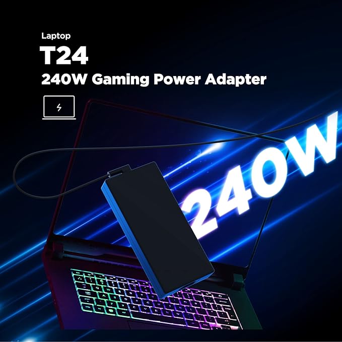 Innergie T24 240W 230W Universal Gaming Laptop Charger Power Adapter for Acer ASUS ROG Dell Alienware HP Lenovo MSI 100-240V AC Input 20V 12A DC Output Power Supply Made by Delta Electronics