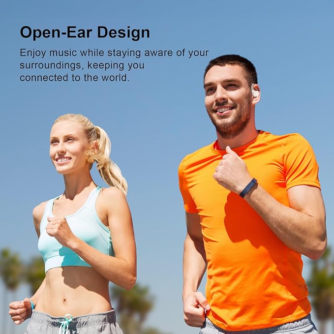 Open Ear Clip Wireless Earbuds Bone Conduction Headphones, Bluetooth 5.4, Open Ear Design, Built-in Mic, IPX7 Waterproof, LED Display Charging Case,Ear Hooks Ear Buds,Design for Running Fitness
