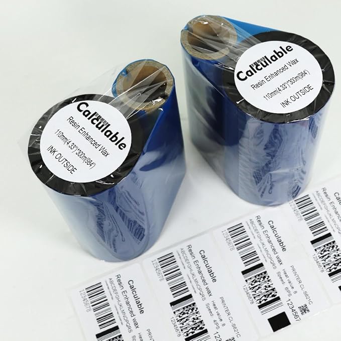 Resin Enhanced Wax 4.33" x984' (110mm X 300m) 1" Core 1" Vice Core Ultra Durable Thermal Transfer Wax Ribbon for Zebra Desktop Printer S4M Z4M 105SE 105S 105SL 105SLPlus 160S S500 S600.etc
